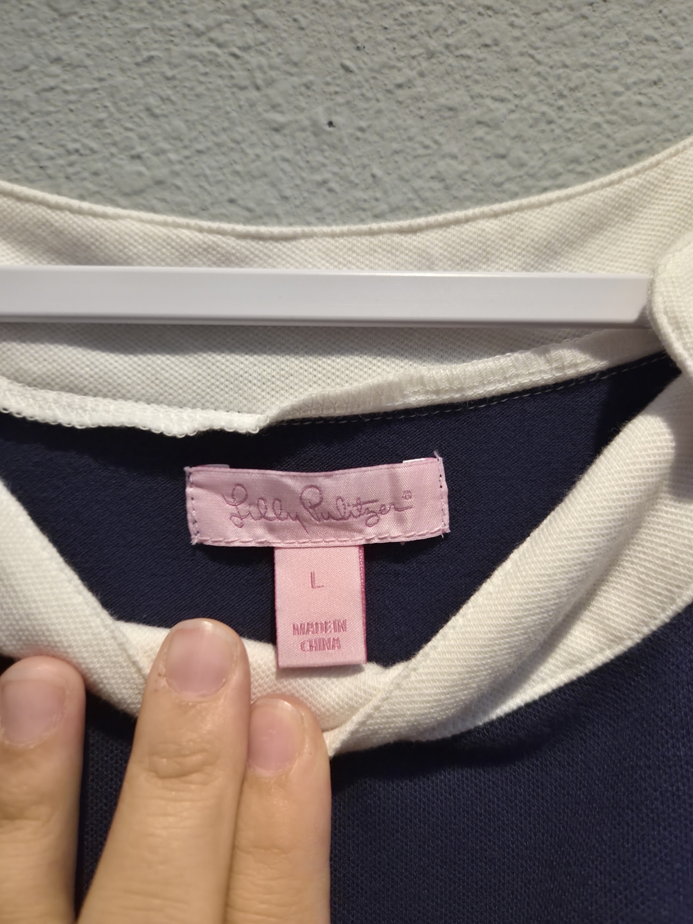 Lilly Pulitzer Navy Dress with Cream Trim and Pink Label - Picture 4 of 4